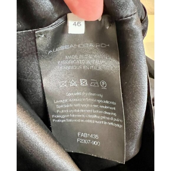 Alessandra Rich Black Silk Mini Dress 46 Embellished NWT - Size 8 - Picture 6 of 15
